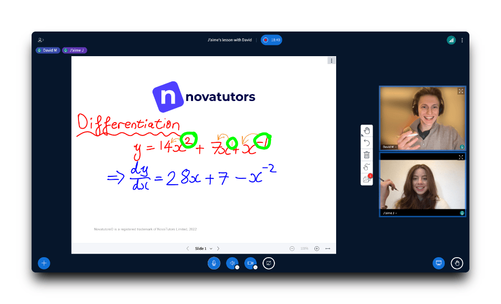 Tutor teaching in the novatutors virtual classroom.
